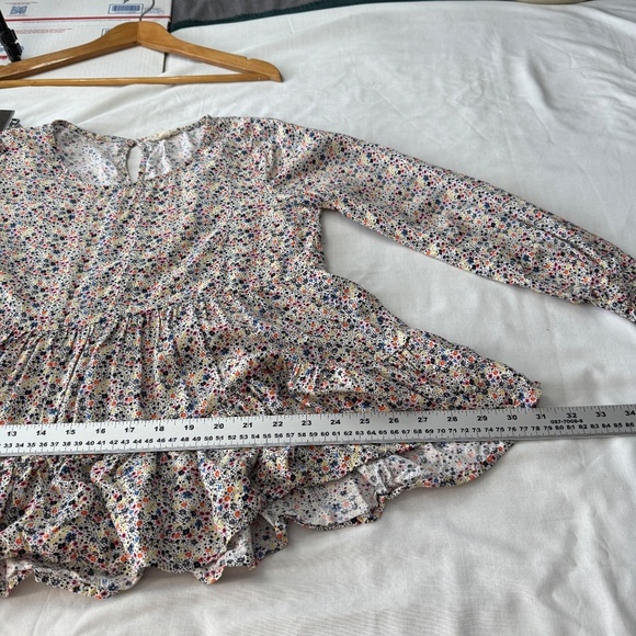 Jane and Delancey Women's Long Sleeve Allover Floral Peplum Top Multicolor Small - Picture 11 of 12